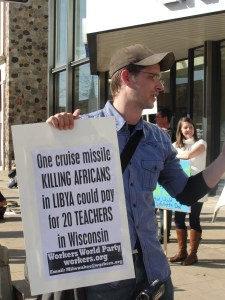 At October 22 protest at Chase Bank, Appleton, WI. 