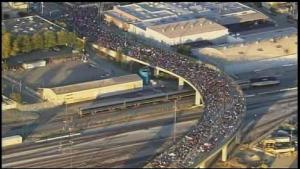 Thousands march to the Oakland docks as part of the general strike Nov. 2.