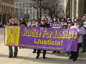 SEIU members and supporters march to 875 E. Wisconsin Ave. in Milwaukee Dec. 1. 