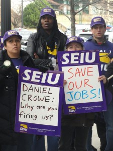 SEIU members and supporters protest at 875 E. Wisconsin Ave. in Milwaukee Dec. 1. 