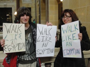 Students join occupation of state capitol in Madison, Wisconsin Feb. 15, 2011.