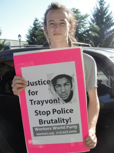 Tommy Cavanaugh of Rockford, IL participates in "Justice For Trayvon Martin" protest in Milwaukee July 14, 2013.