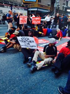 Low-Wage Workers and their supporters shut down 42nd Street in New York City the morning of September 4, 2014. [Photo: Low Pay Is Not Ok]