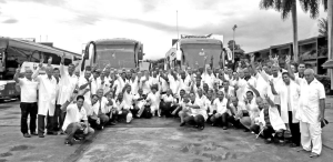 Cuban medical personnel deploying to Africa. 