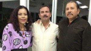 From right to Left: Nicaragua's President Daniel Ortega, Fernando Gonzalez, and Daniel Ortega's wife, Rosario.
