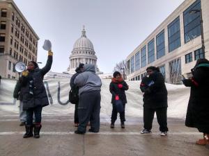 Members of Young Gifted and Black and allies in Madison Jan. 5, 2015.