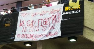 Faculty, Staff and Students protest public education cuts at UW-Milwaukee Feb. 4, 2015 [Photo: Joe Brusky]