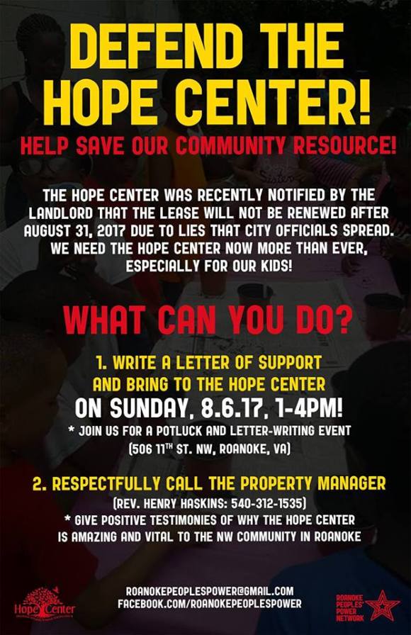 Defend the Hope Center August 2017