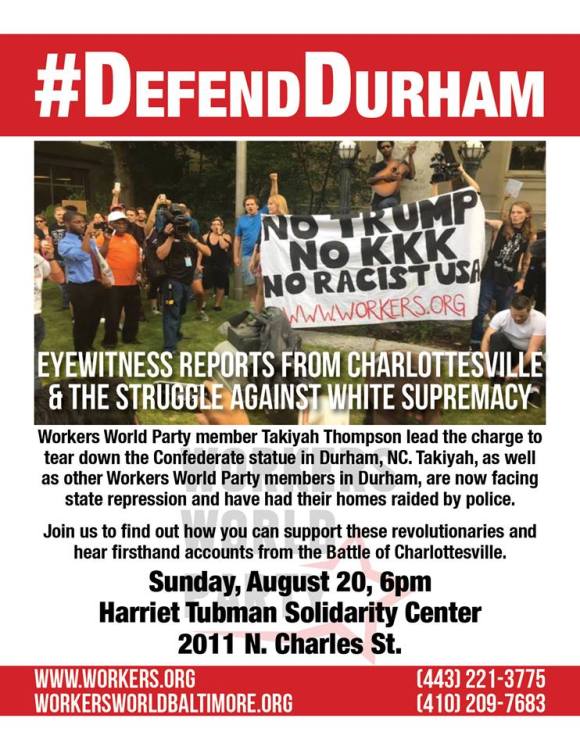 #Defend Durham Baltimore August 20 2017