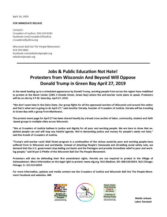 April 27 2019 Media Release Trump Green Bay