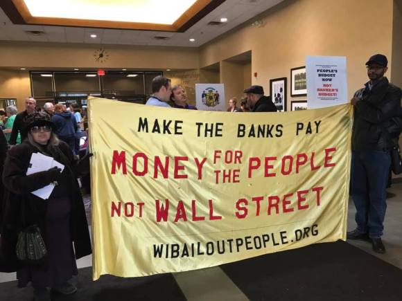 Make The Banks Pay Banner April 10 2019 Oak Creek WI