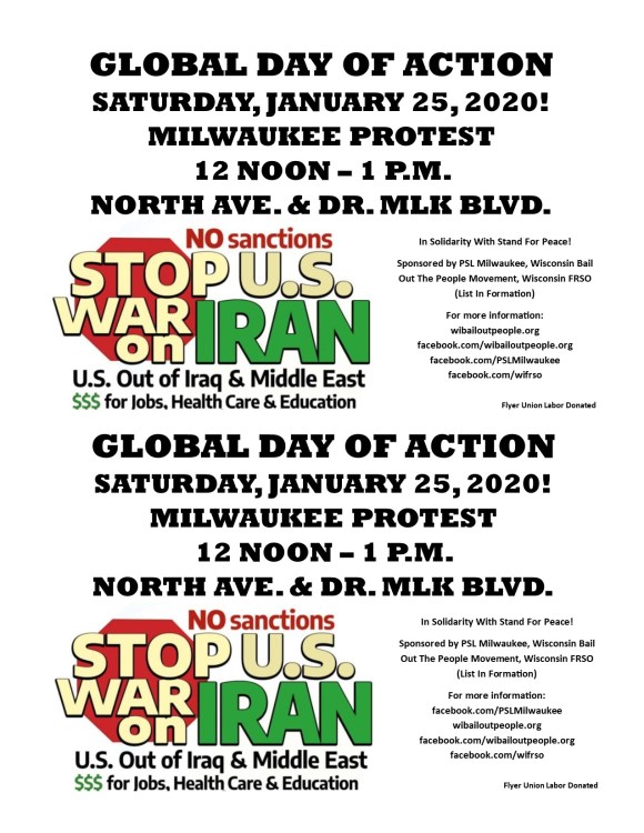 Milwaukee Global Day Of Action Iran Iraq 1 25 2019